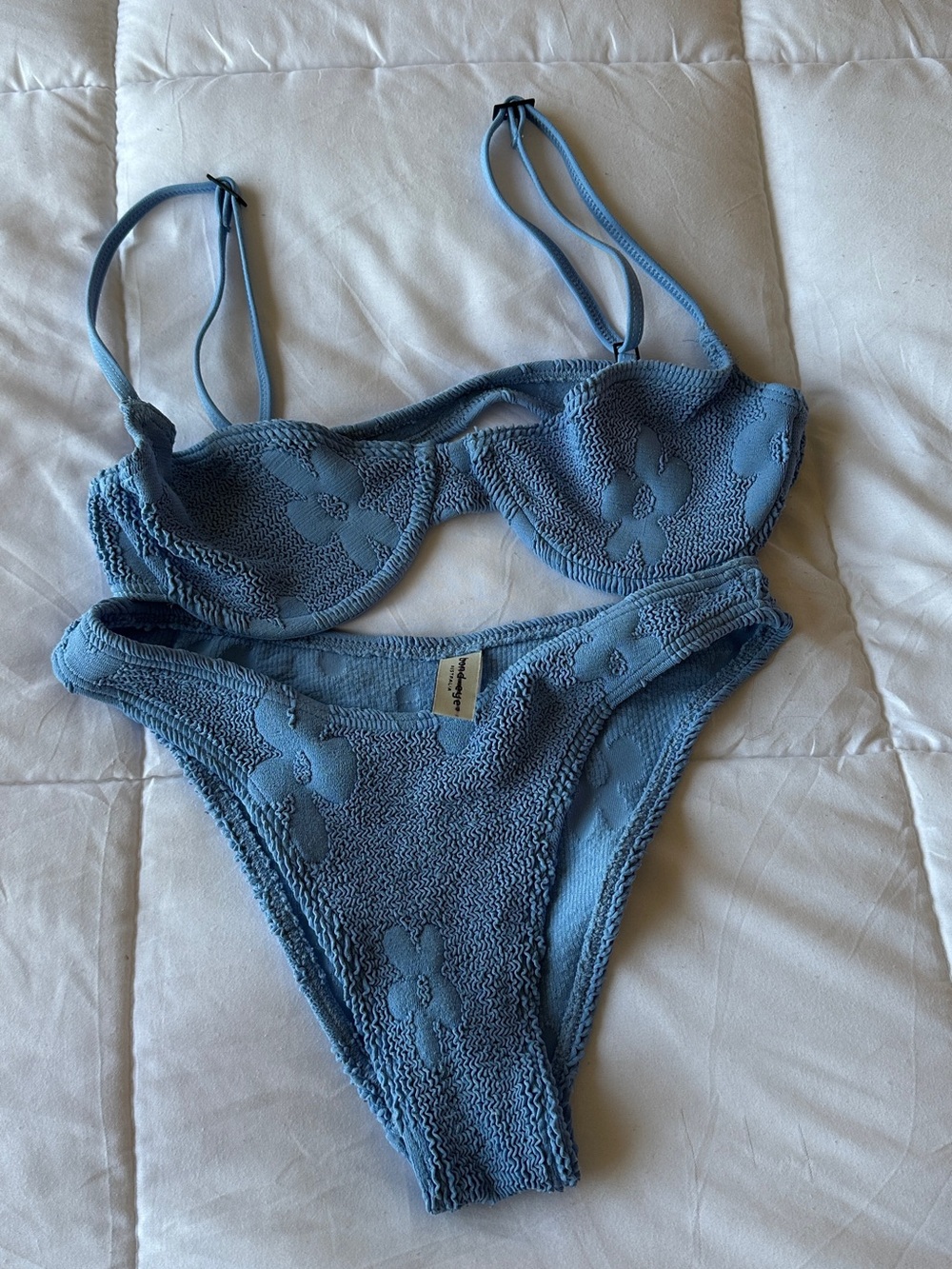 bond-eye Light Blue Textured Bikini Bottom